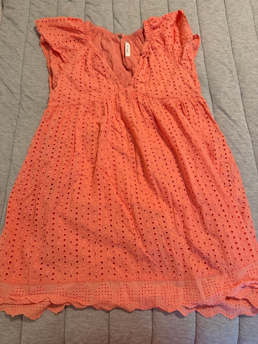 Mustard Seed Coral-Peach Smocked Romper Dress